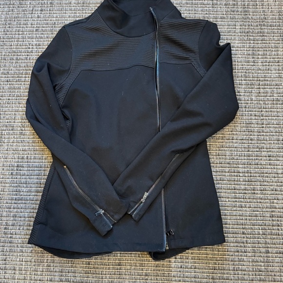 The Base Black Ribbed Knit Moto Style Jacket - Picture 1 of 3